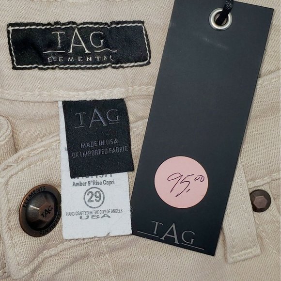 Tag Elemental Amber Women's 9" Rise Capri Jeans 29x25 Tan Beige Pants - Picture 5 of 5